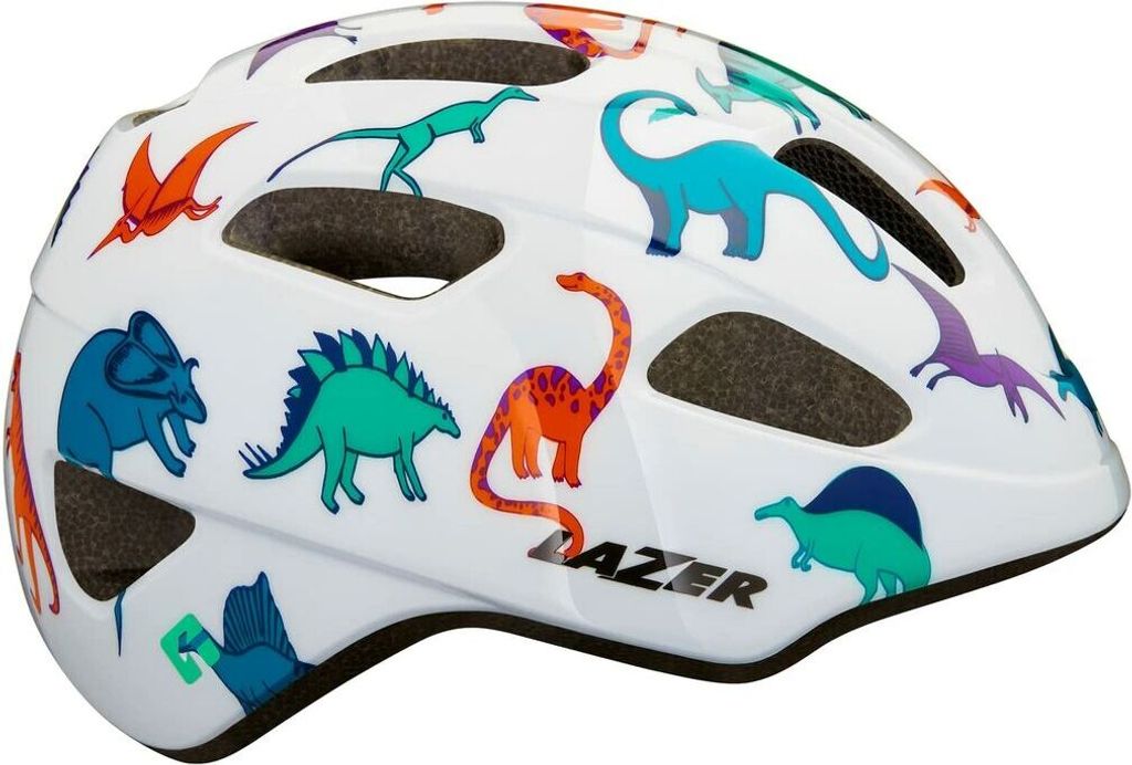 Kinderfahrradhelm Lazer Pnut KinetiCore Weiß Dinosaurier Produktbild 