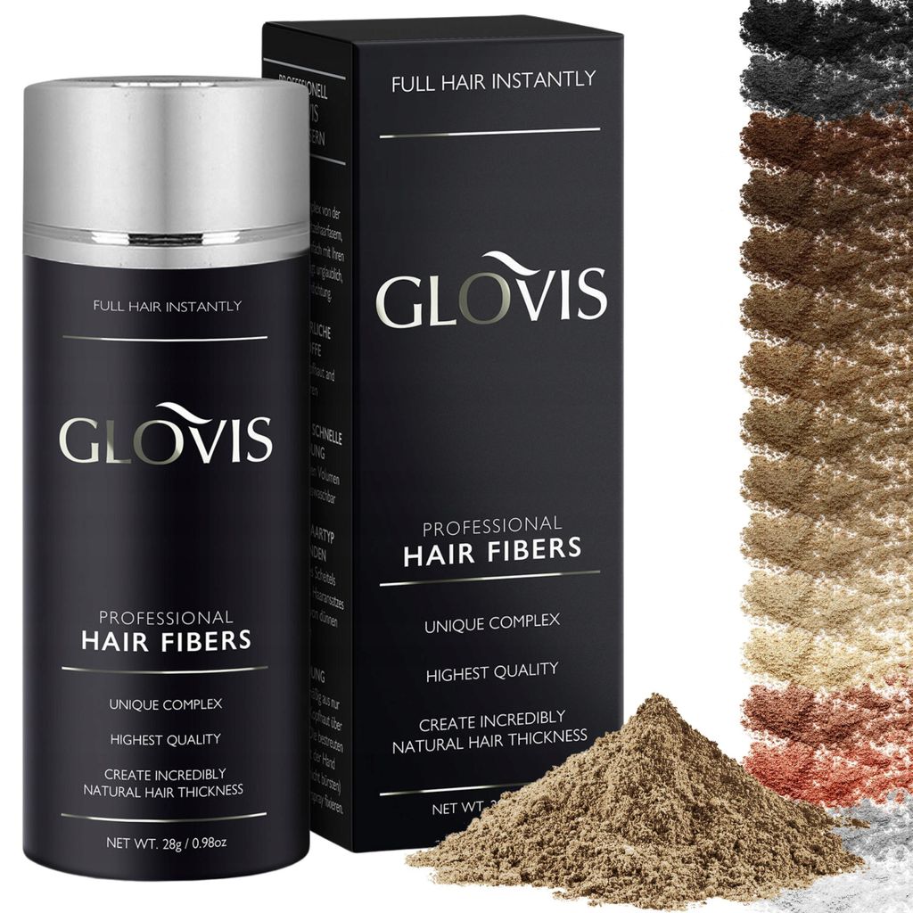 GLOVIS Hair Fibers 28g Haarverdichtung mit Sofortwirkung Haarfüller Schütthaar Streuhaar Haarpuder Haarfasern - Farbe DUNKELBLOND