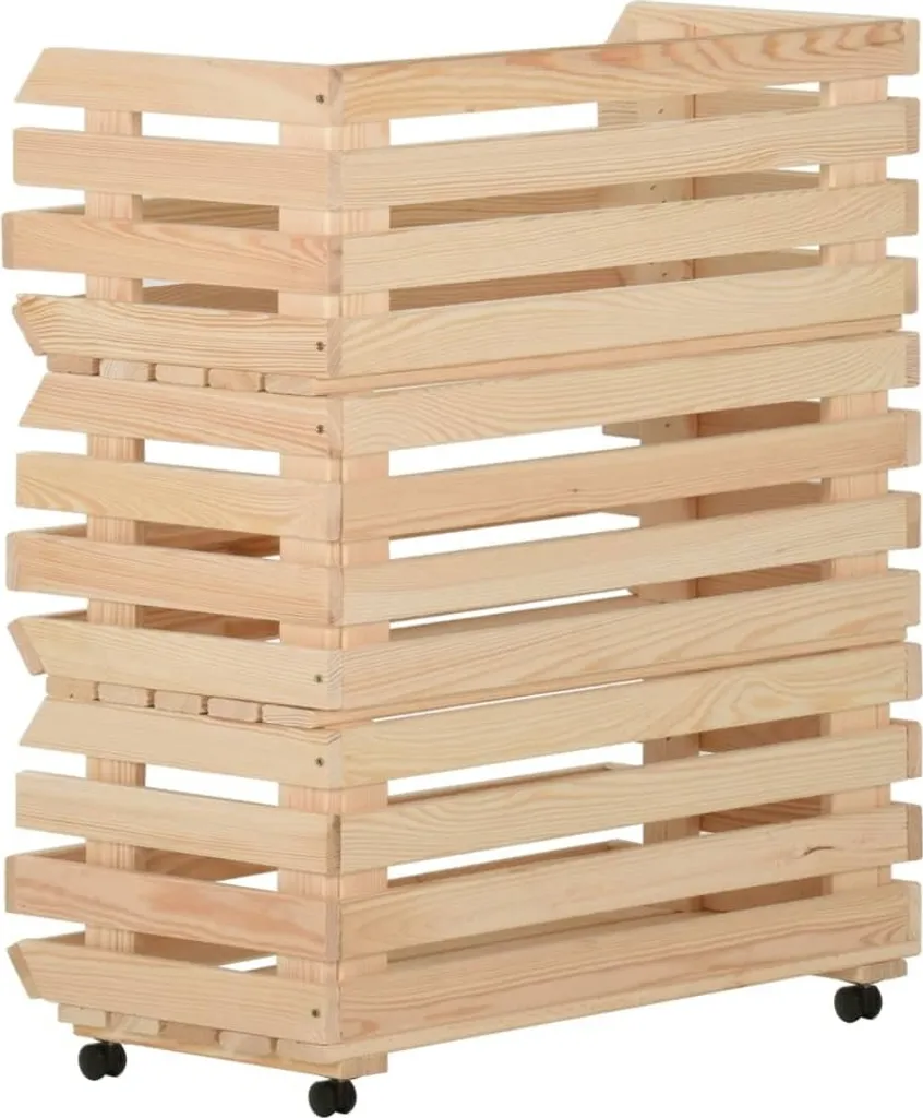 Carrello Portafrutta e Verdura Legno Pino 77x30x80 cm Salvaspazio - 4