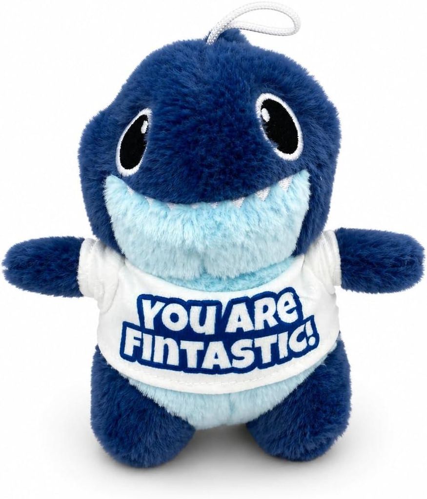Hai Kuscheltier 18 cm mit T-Shirt Dunkelblauer Plüschhai Weiches Stofftier Meerestier Geschenk für Kinder
