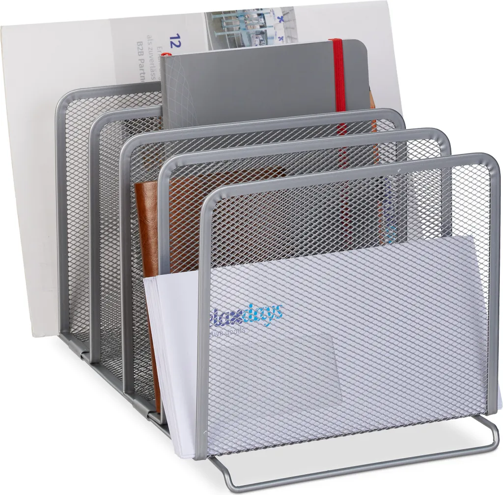 Relaxdays Set 4 Organizer Documenti A4 - 5 Ripiani Mesh per Casa/Ufficio