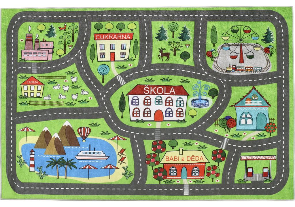 Tapis pour enfants 100x150 cm piste de voiture Image du produit 