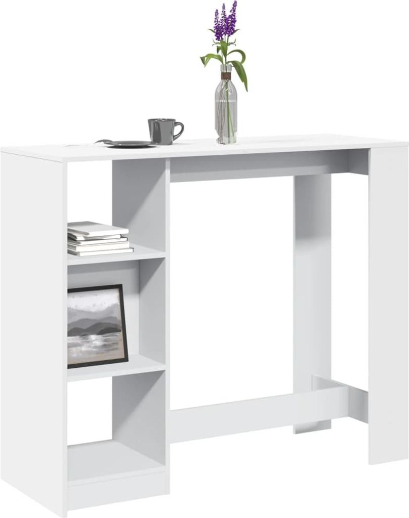 "im Angebot" Bartisch mit Regal Weiß 124x46x103,5 cm Holzwerkstoff - Esstische CC24023