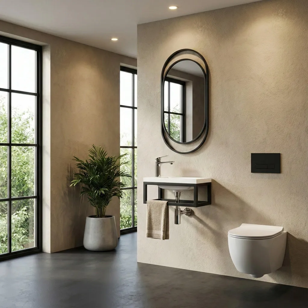 Petit meuble WC invités Mesa 40 cm blanc mat gain de place suspendu - 8