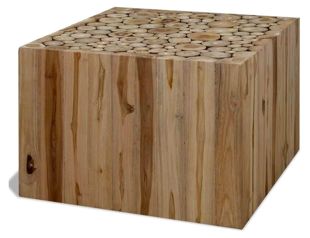 Couchtisch aus Teakholz 50x50x35 cm für Wohnzimmer und Schlafzimmer