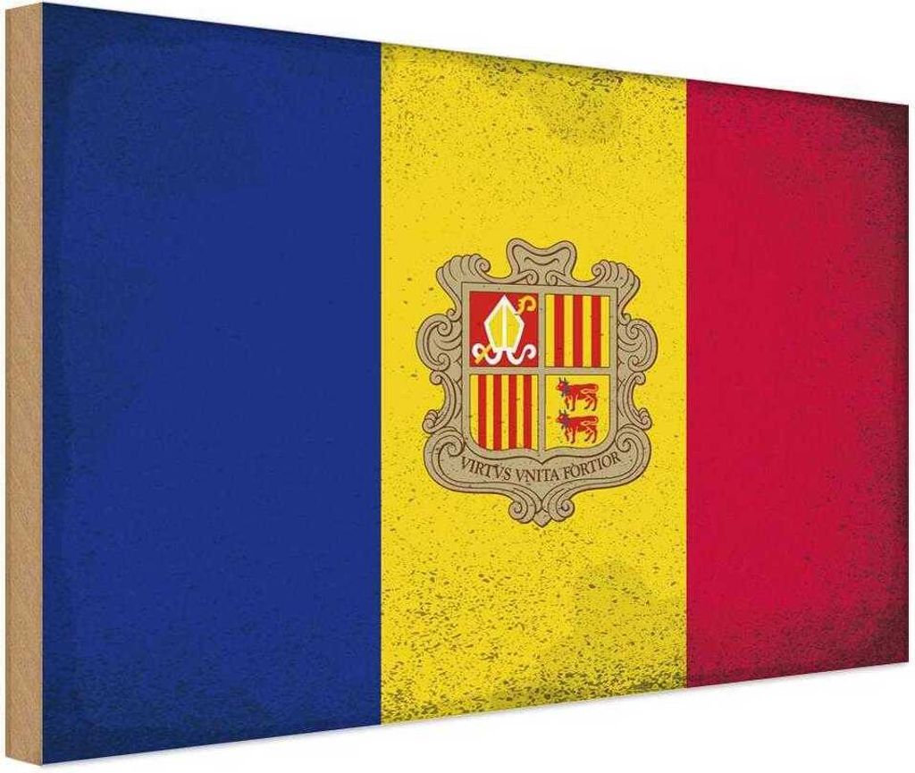 vianmo Holzschild 30x40 cm Andorra Andora Flagge Fahne Wappen