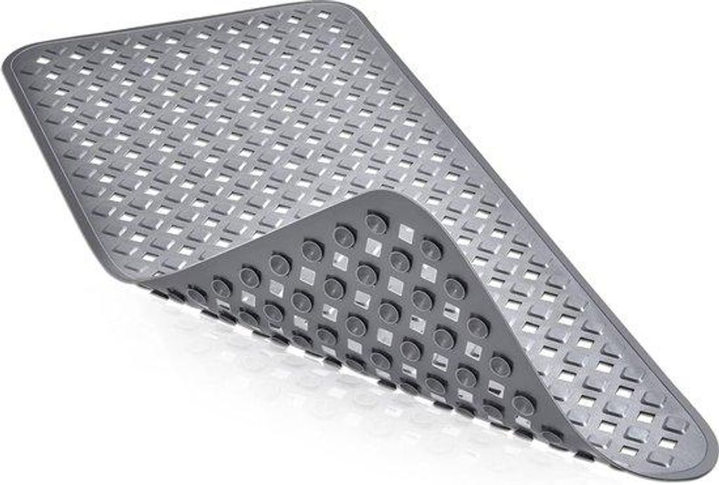 Antislip-badmat, 88 x 40 cm, grijs, BPA-vrij, machinewasbaar, schimmelbestendig