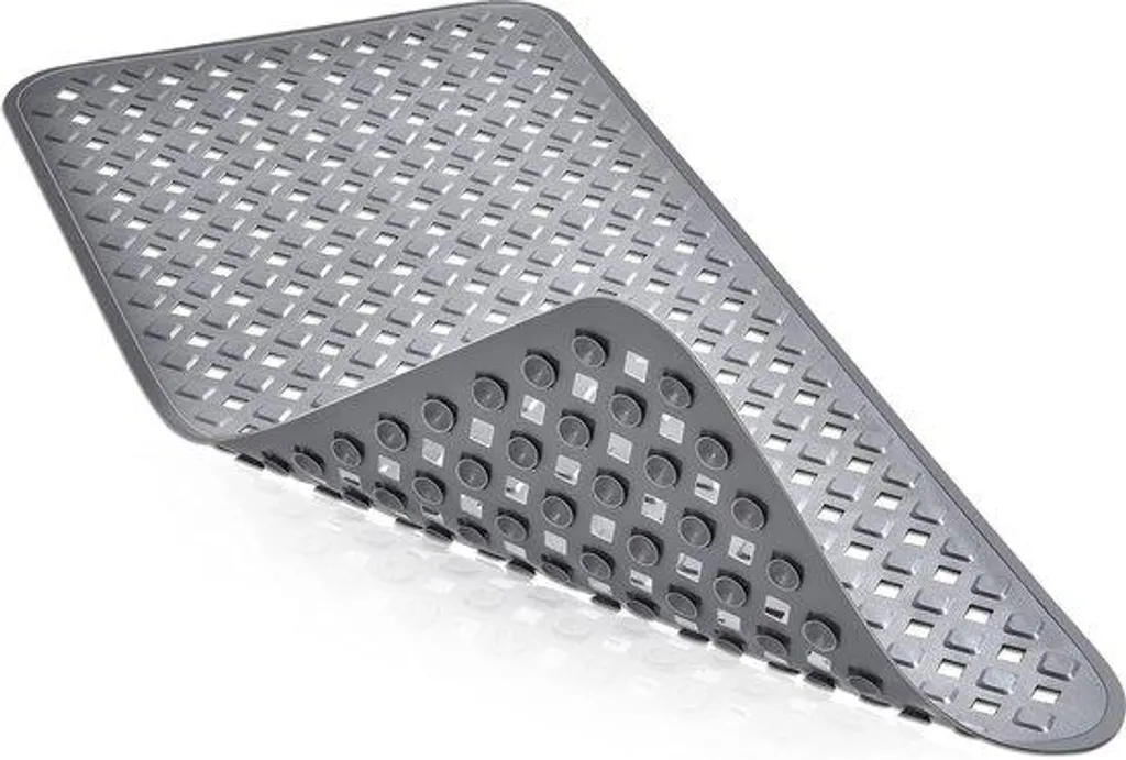 Tapis de bain anti-glisse et anti-moisissure gris 88 x 40 cm sans BPA