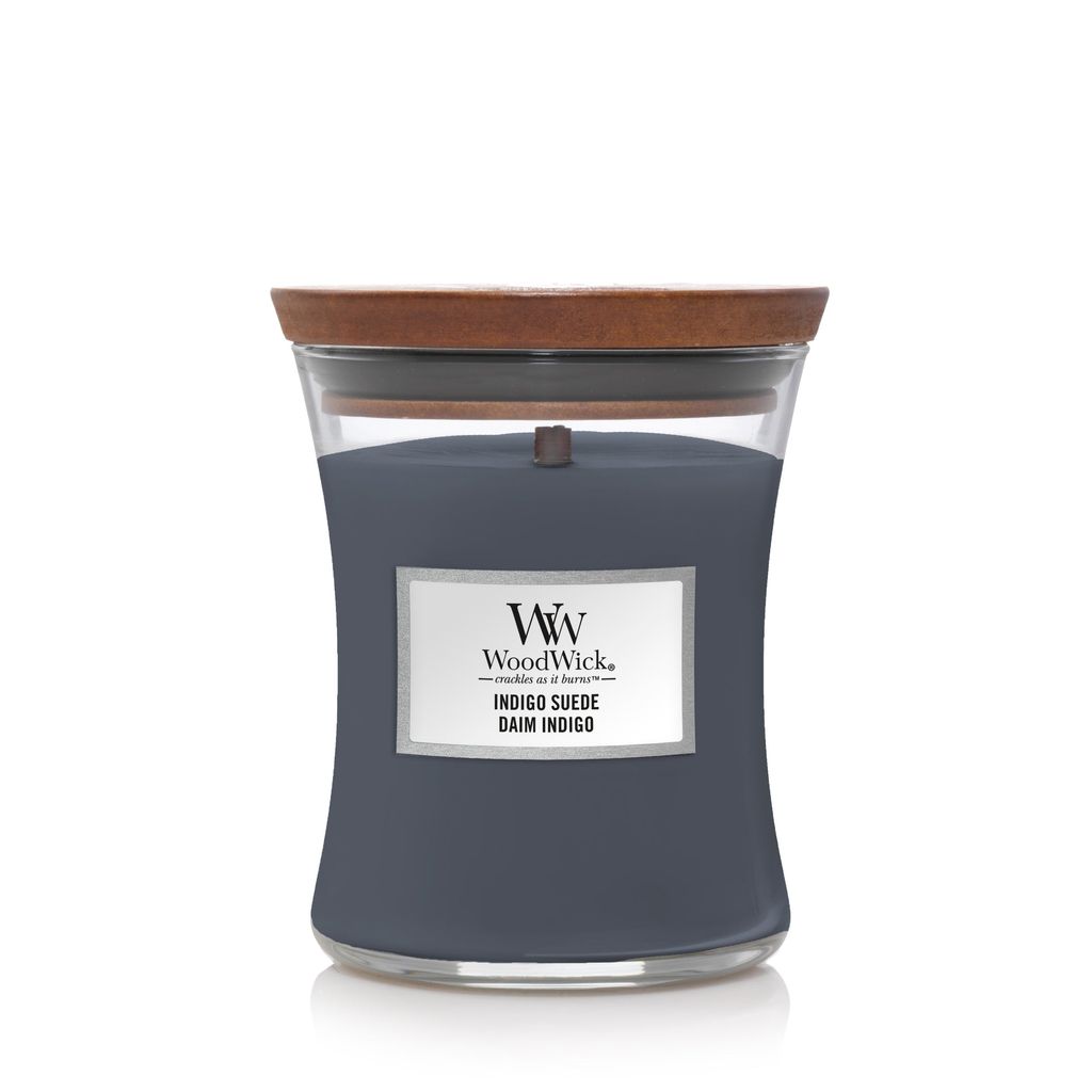 WoodWick Indigo Suede, Rund, Blau, Bernstein, Cypress, Patschuli, 1 Stück(e)