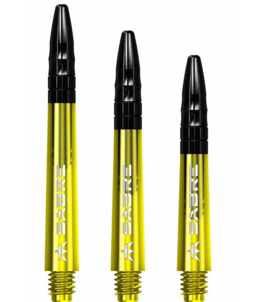 Mission Sabre Dartschäfte | Polycarbonat & Aluminium | Medium Gelb | 2BA Gewinde | 1 Set = 3 Stück