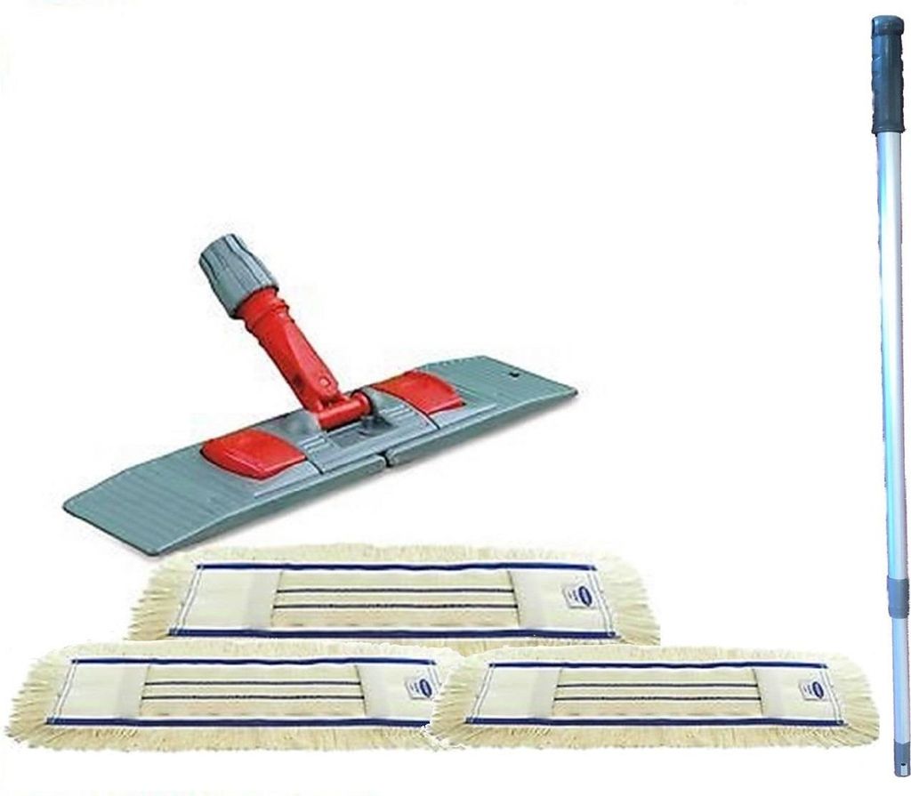 Wischmopp Set "Premium" mit Teleskopstiel 60 cm inkl. 3 x Wischmopp Baumwolle