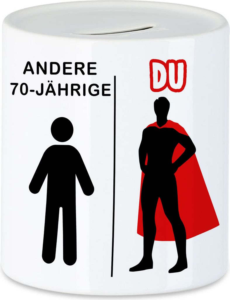 Andere 70-Jährige Du Spardose Geburtstagsgeschenk zum 70. Lustige Geschenkidee Superheld