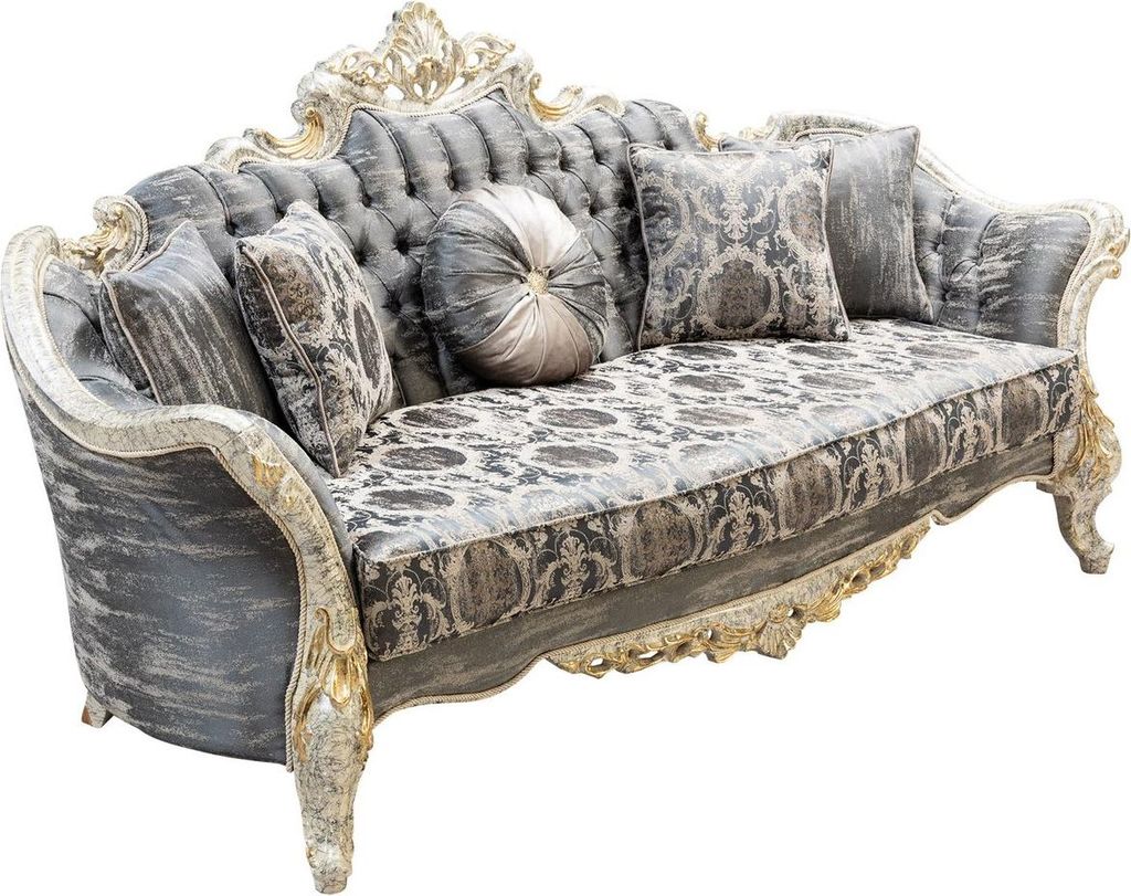 Casa Padrino Luxus Barock Sofa Grau / Antik Weiß / Gold - Barockstil Wohnzimmer Sofa mit elegantem Muster - Luxus Wohnzimmer Möbel im Barockstil ...