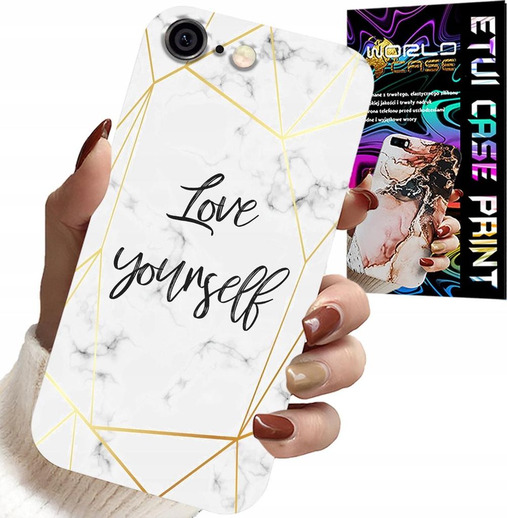 Hülle Für Iphone 6 / 6S - Weisser Marmor Mit Goldenem Rahmen Liebe Dich