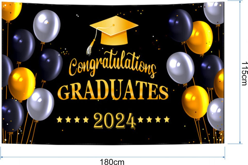2024 Happy Graduation Banner, Glückwunsch, Absolventen, Briefdruck, Flagge, feine Verarbeitung, Klassenabschlussdekoration