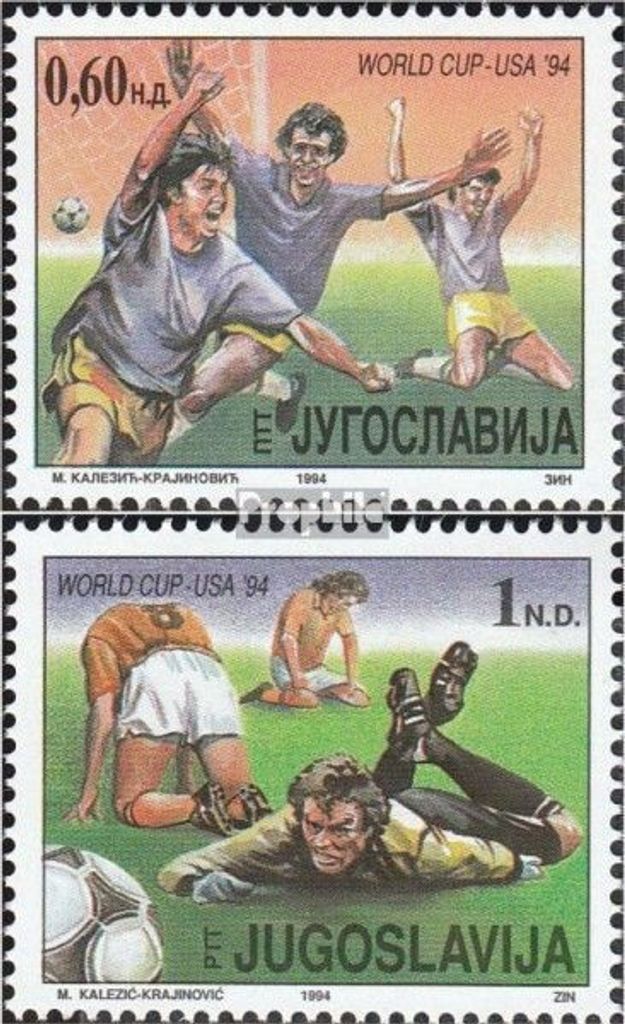 Briefmarken Jugoslawien 1994 Mi 2660-2661 (kompl.Ausg.) postfrisch Fußball-WM