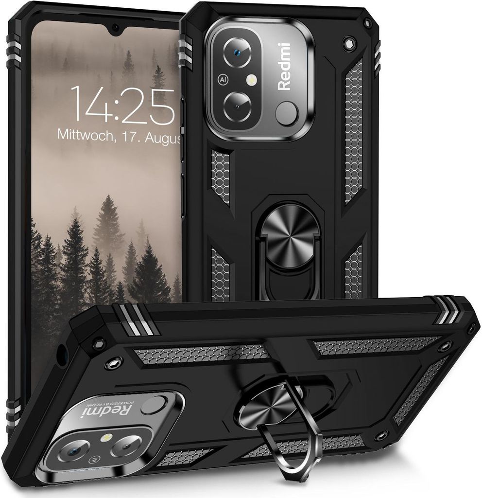Armor Outdoor Handyhülle für Xiaomi Redmi 12C Handy Panzer Case Cover Schutzhülle Farbe: Schwarz