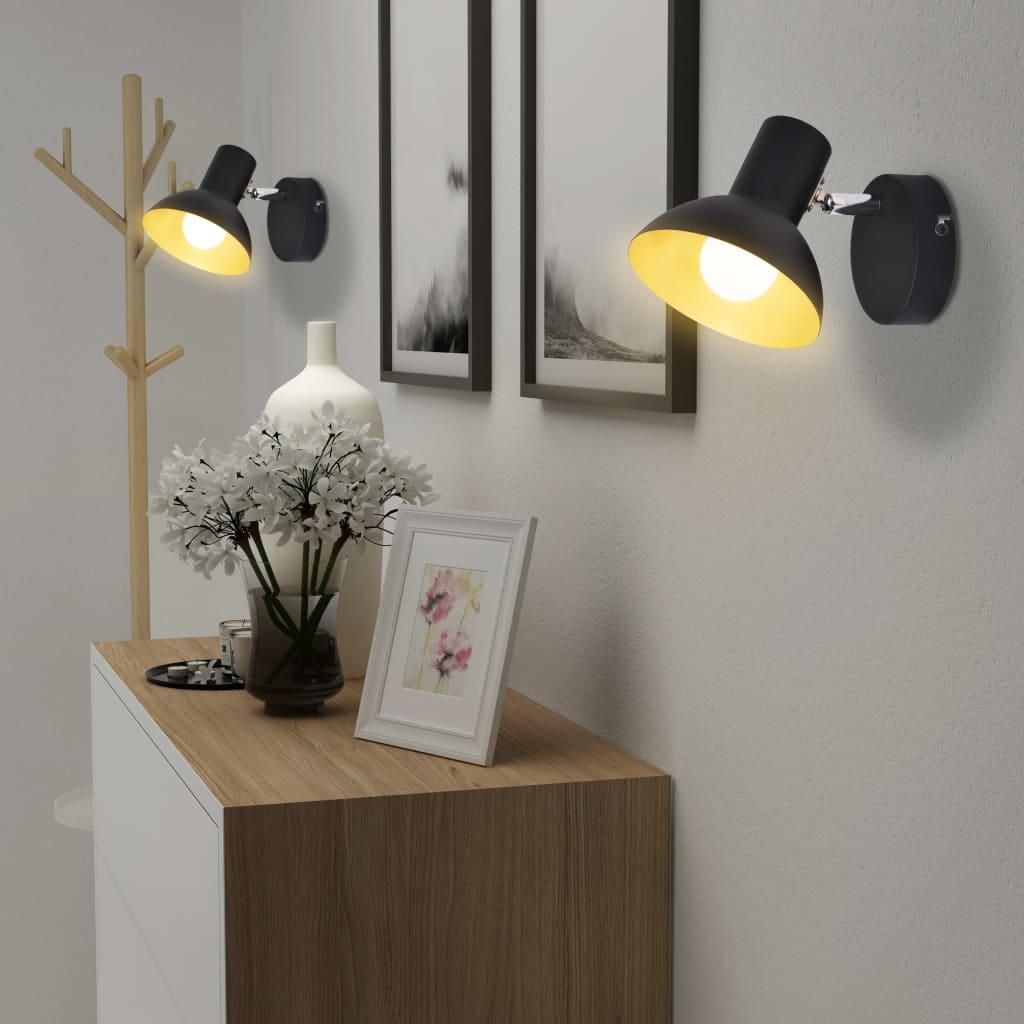 vidaXL Wandleuchten 2 Stk. für 2 Glühlampen E27 Schwarz und Gold