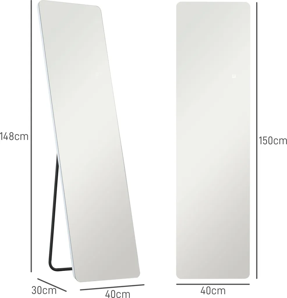 Miroir en pied HOMCOM 150 x 40 cm avec éclairage LED blanc intégré - 3