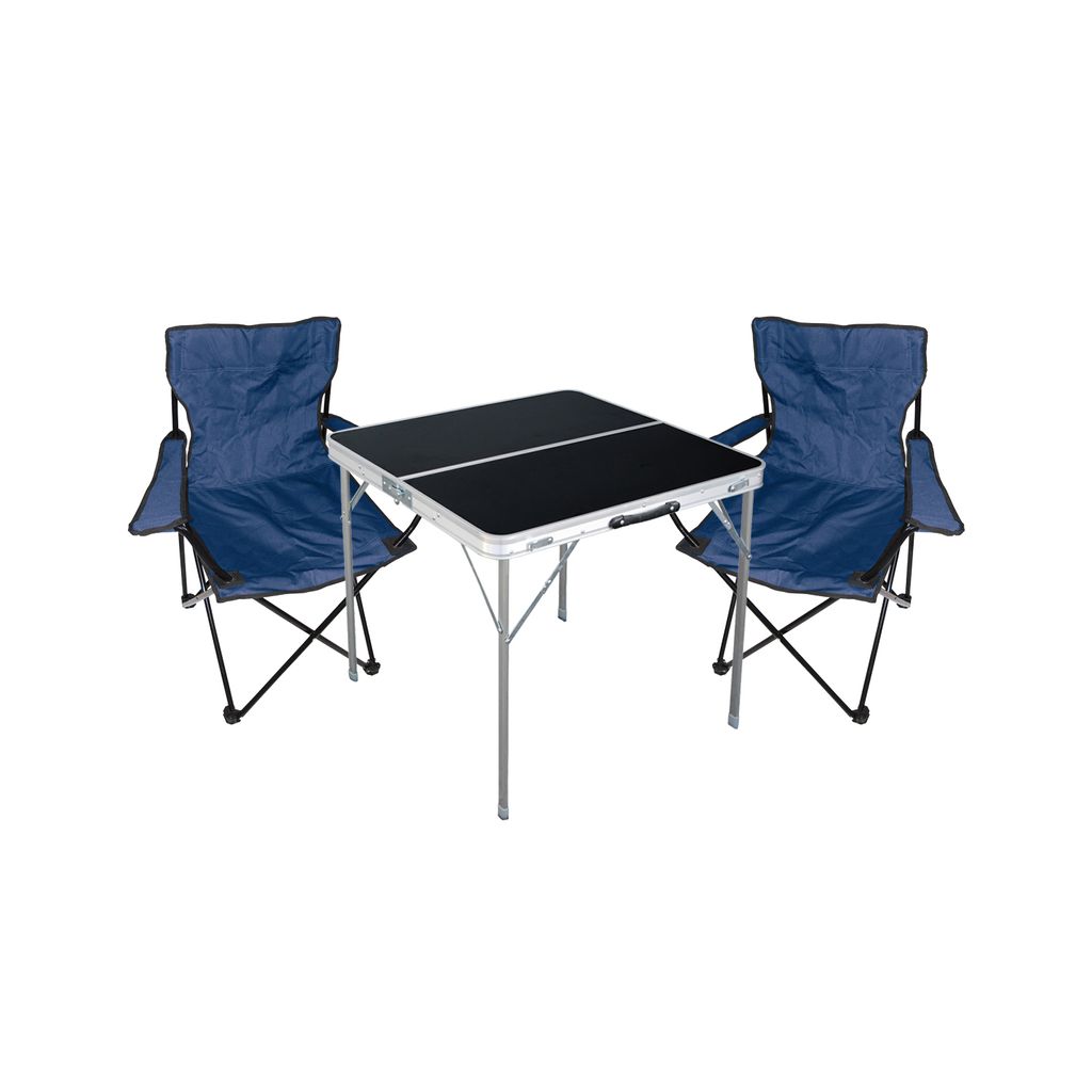3-teiliges Campingmöbel Set Tisch schwarz + Campingstühle mit Tasche
