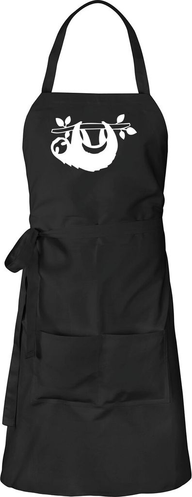 Huuraa Schürze Faultier Silhouette Schwarz mit Taschen Baumwolle Kochschürze Geschenkidee