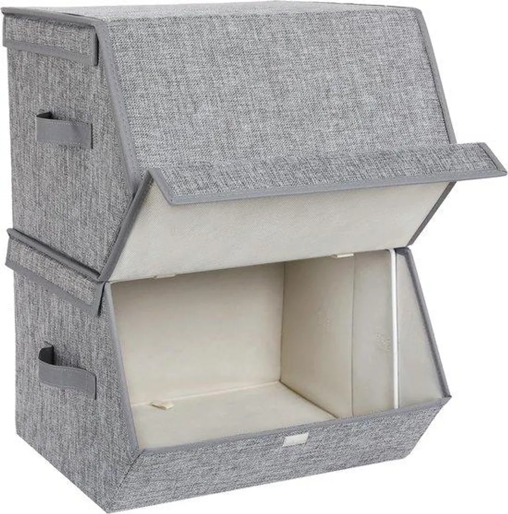 Boîte de rangement pour vêtements pliables lot de 2 en tissu gris clair