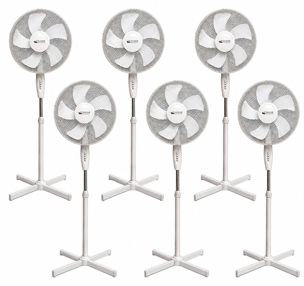 6x BURI Standventilator 45W | Höhenverstellbar 120-130 cm | Produktbild 
