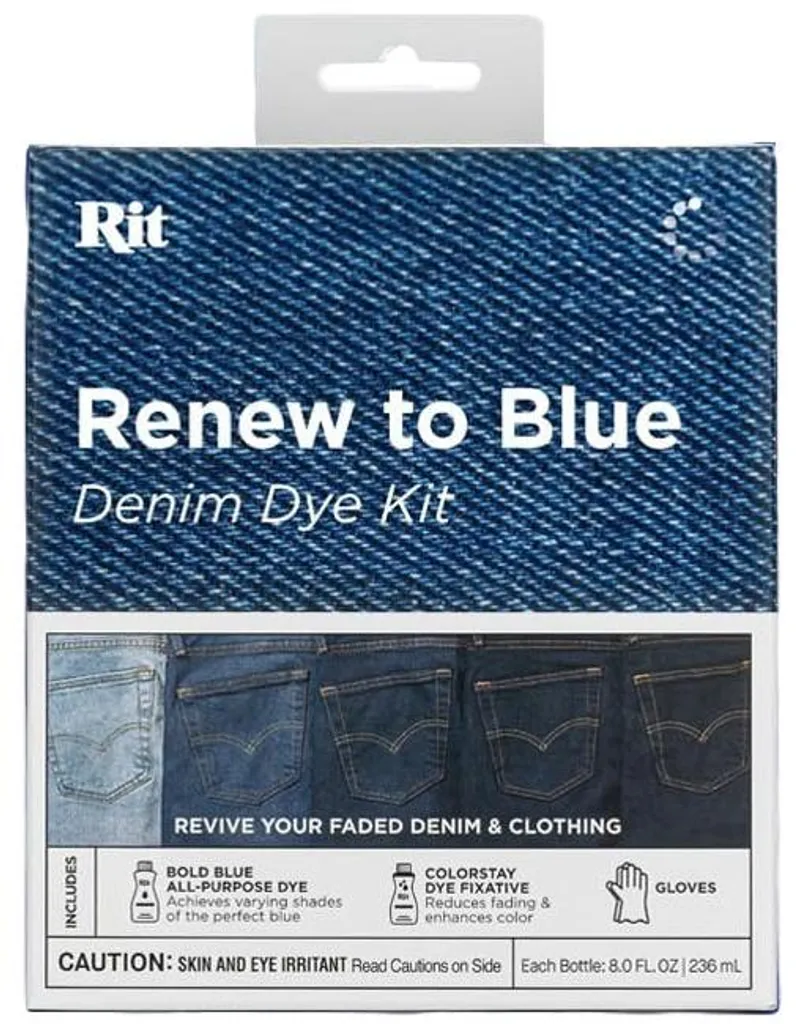 Kit de teinture textile Rit liquide bleu denim 236ml pour coton et lin