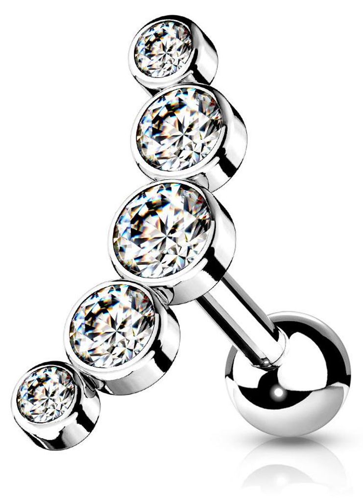 Helix Piercing „5 Kristalle gebogen“ Klar Produktbild 