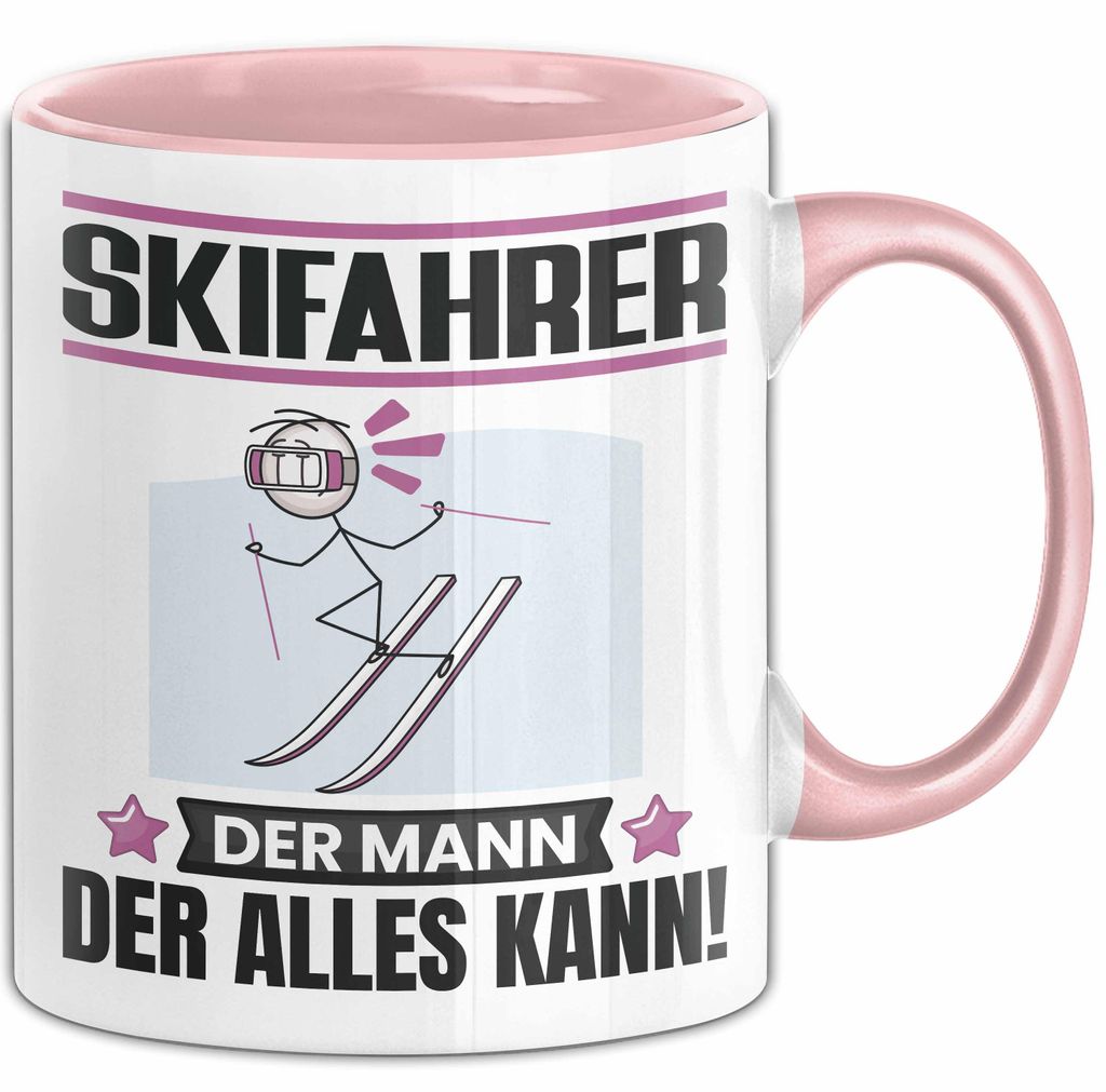 Skifahrer Tasse Geschenk für Skifahrer Der Mann Der Alles Kann Geschenkidee zum Geburtstag (Rosa)