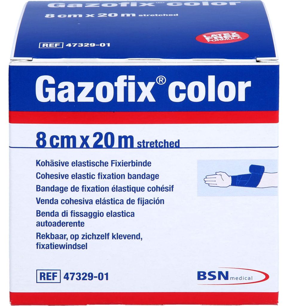 Gazofix color kohäsive Fixierbinde blau 20m x 8cm, 1 St BIN Produktbild 