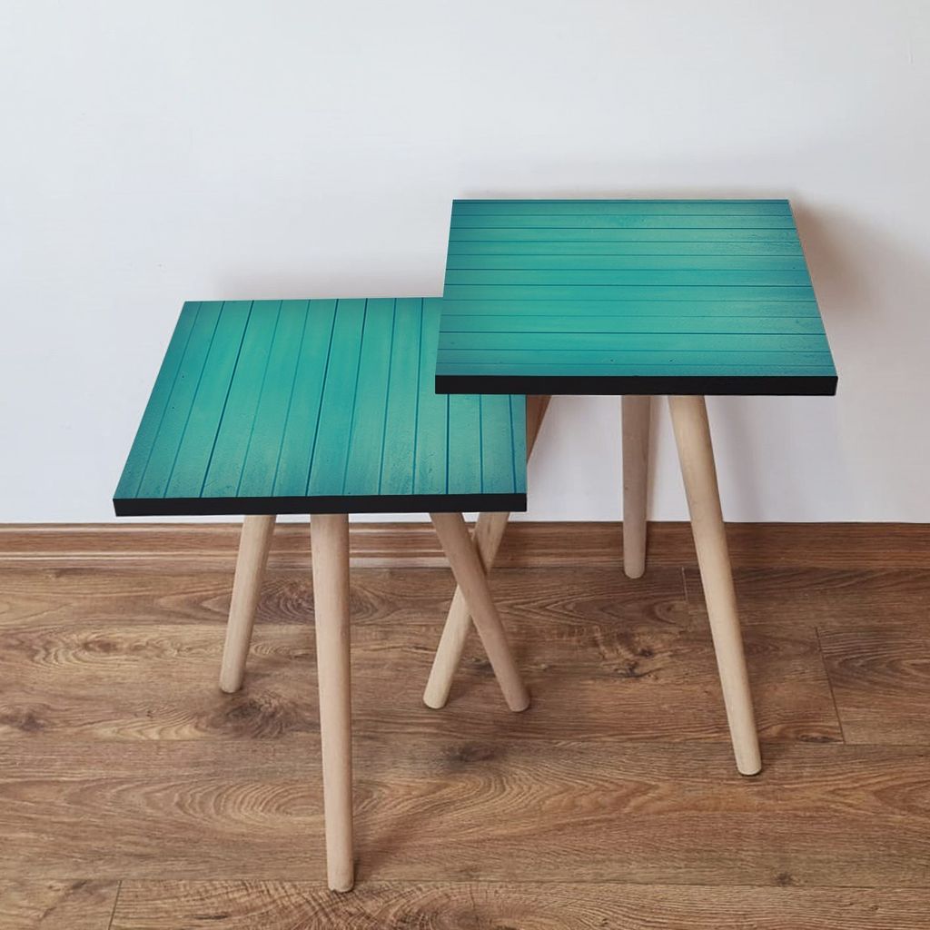 Skye Decor, 2Shp333 - Turquoise, Satztisch (2 Stück), Türkis, 100 % MDF, 35 x 35 x 47 cm