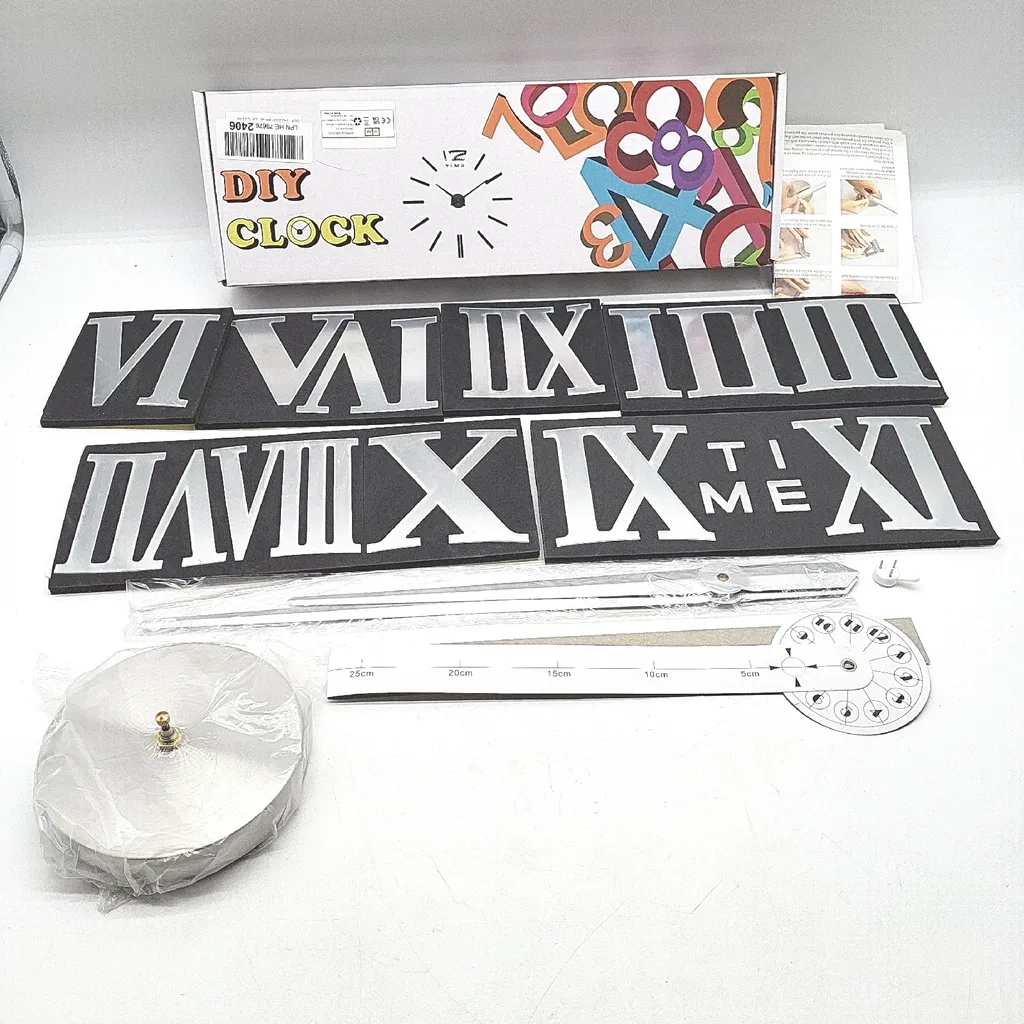 Grande horloge murale adhésive DIY - Stickers miroirs 3D effet luxe