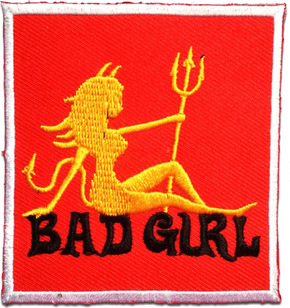 Bad Girl Biker - Aufnäher, Bügelbild, Aufbügler, Applikationen, Patches, Flicken, Zum Aufbügeln, Größe: 6.5 x 7 cm