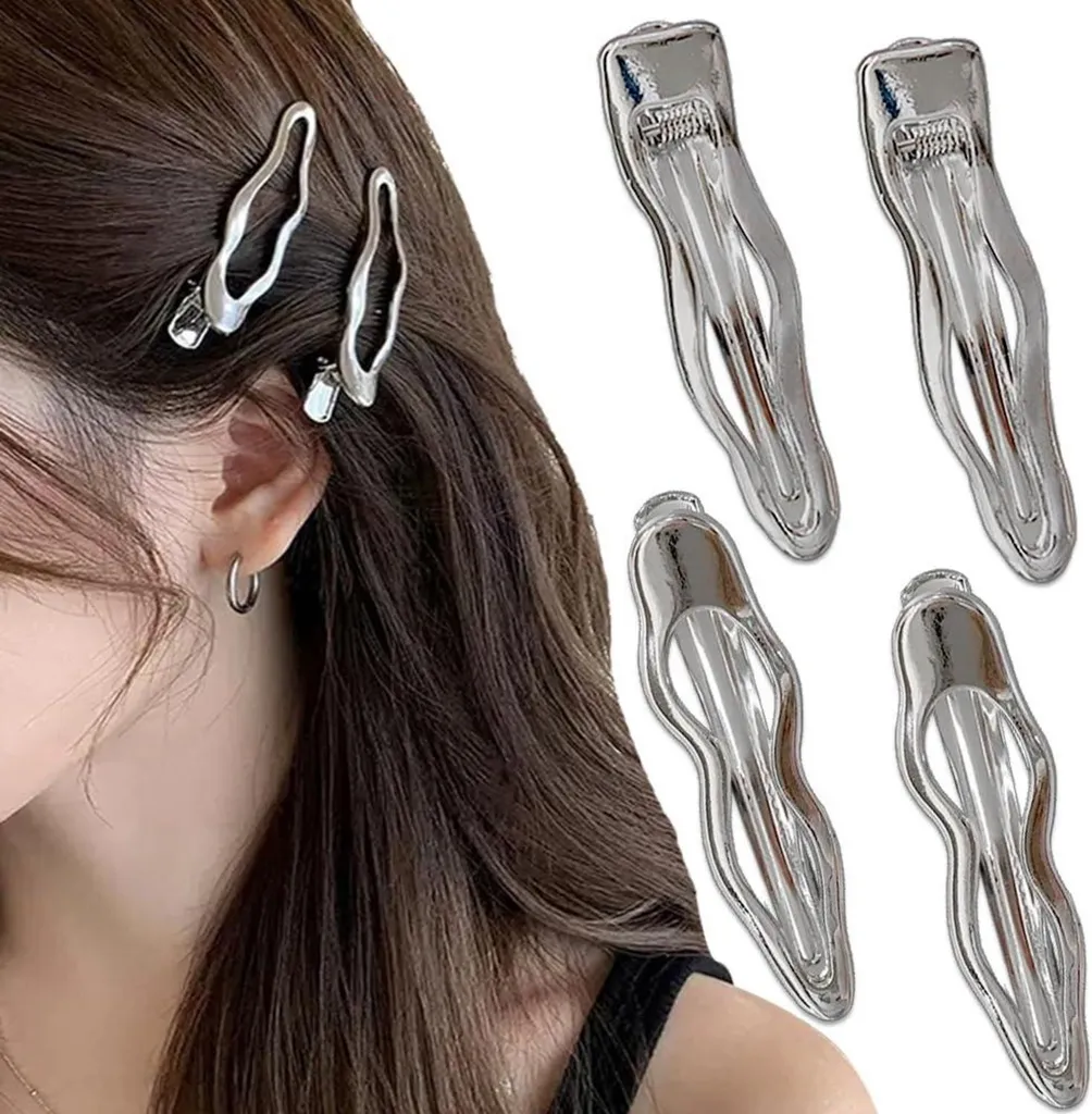 Pinces à cheveux pour coiffage rapide - Métal argenté Alligator 4 pcs