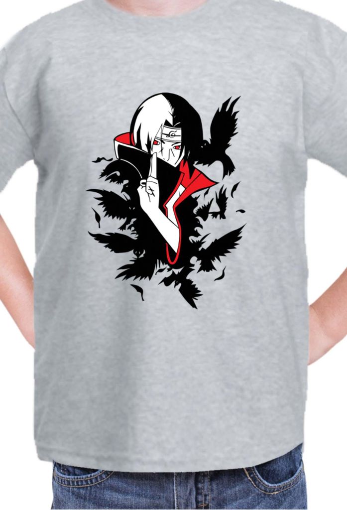 Kinder T-Shirt Naruto Itachi Crows, 12-13 Jahr - 152 / Grau