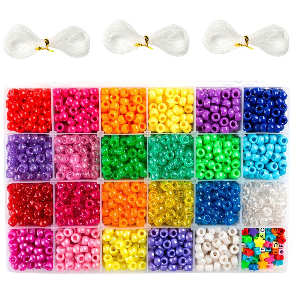 3300 Stück Pony Beads Perlen Set – 23 Farben, Glitzer-, Produktbild 