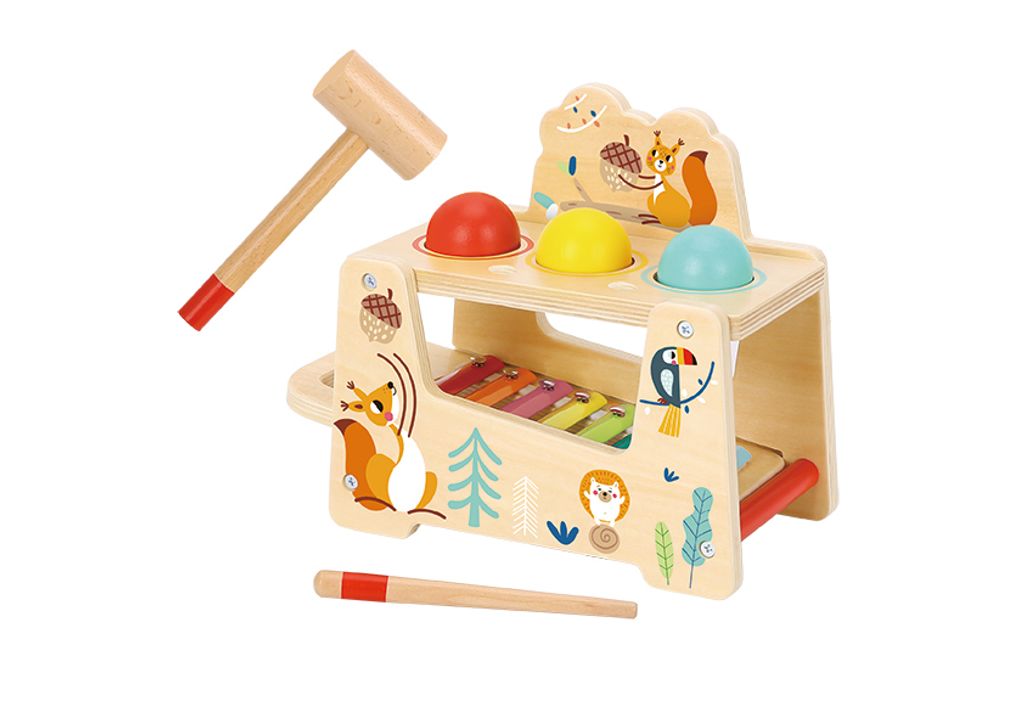 Holzspielzeug für Kinder sensorische Klopfer mit Hammer Hackbrett 2in1