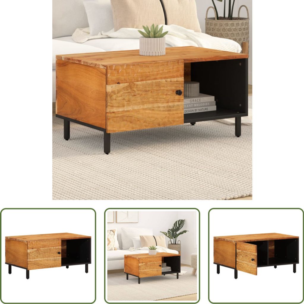 The Living Store Couchtisch 80x50x40 cm Massivholz Akazie