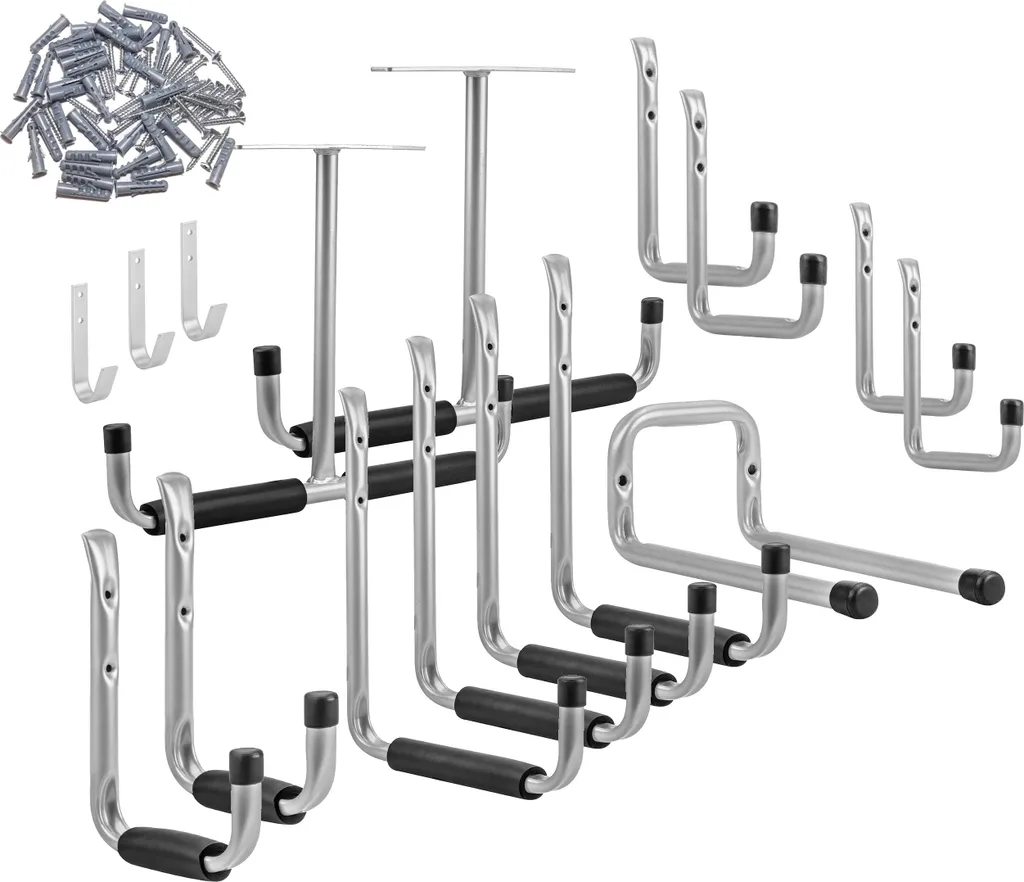 Supports Muraux de Garage NEO TOOLS : Lot de 16 Crochets Multi-usages - 9