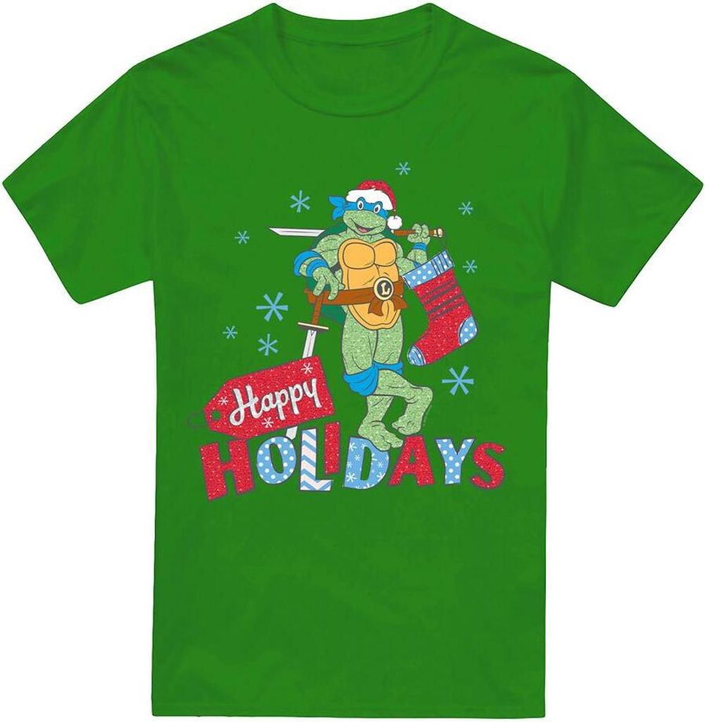 Teenage Mutant Ninja Turtles - "Happy Holiday" T-Shirt für Herren - weihnachtliches Design TV6348 (S) (Irisches Grün)