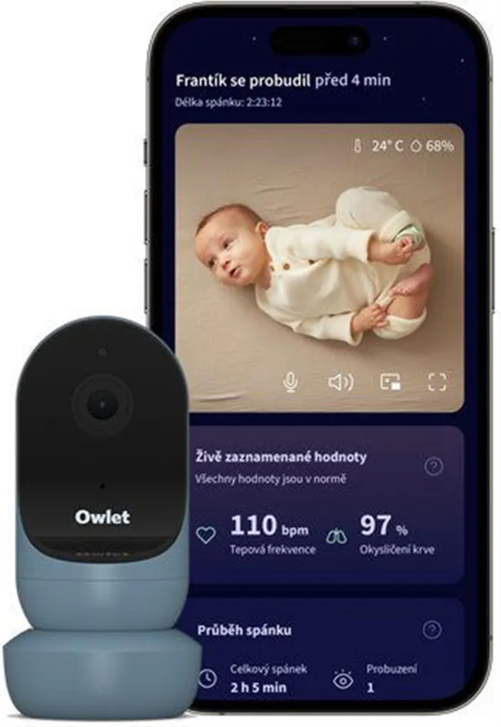 Owlet Cam 2 Sommeil Bleu : Babyphone Vidéo HD avec Capteur d'Humidité