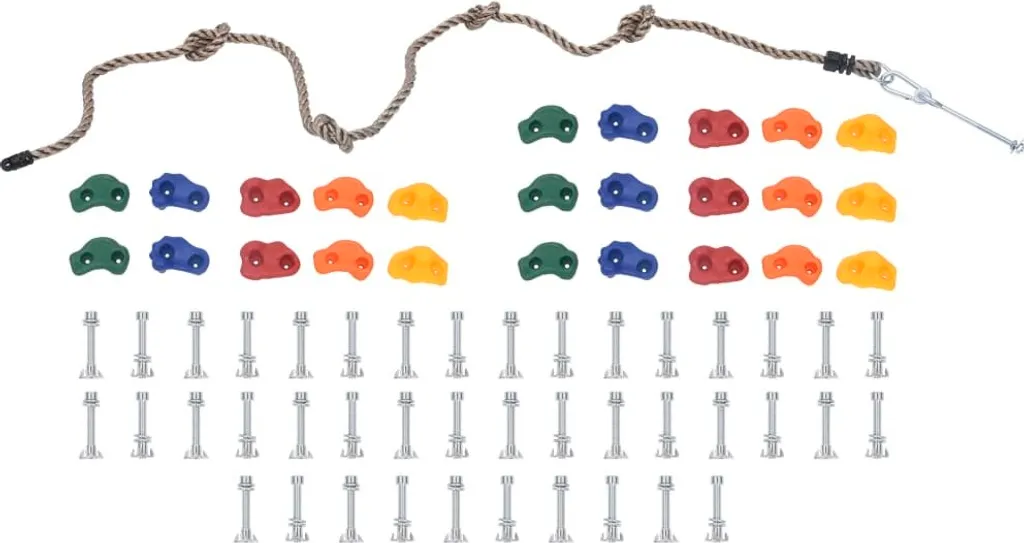 Prises d'escalade ergonomiques 25 pcs multicolores avec corde robuste