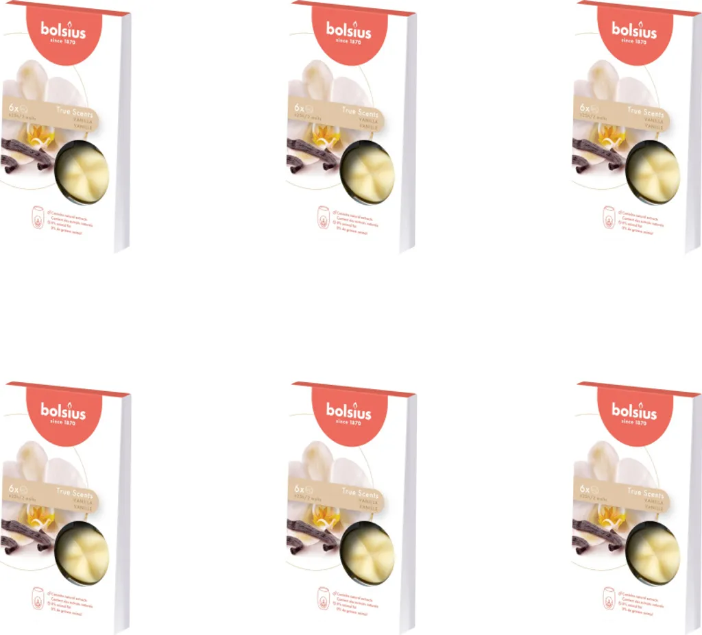 Cire Fondue Vanille Bolsius True Scents Pack de 36 Pièces Parfum Authentique