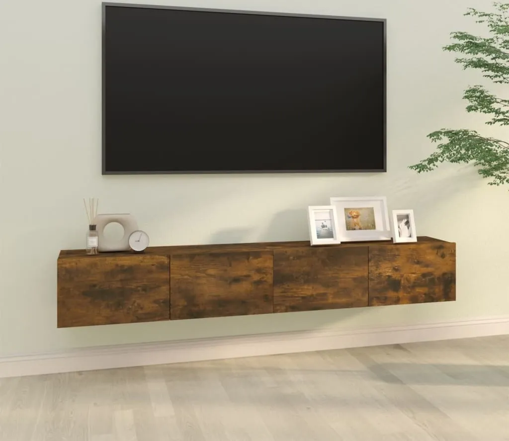 Set 2 Mobili TV Parete Maison Exclusive Rovere Fumo 100cm Design Moderno