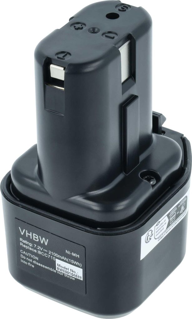 vhbw Akku kompatibel mit Hitachi DN 10DAT, D10dB, DN 10DSA, D 10DC, DN10DSA, DN10DAT, D10DC, D 10dB, DN10DVA Werkzeug (2100 mAh, NiMH, 7,2 V)