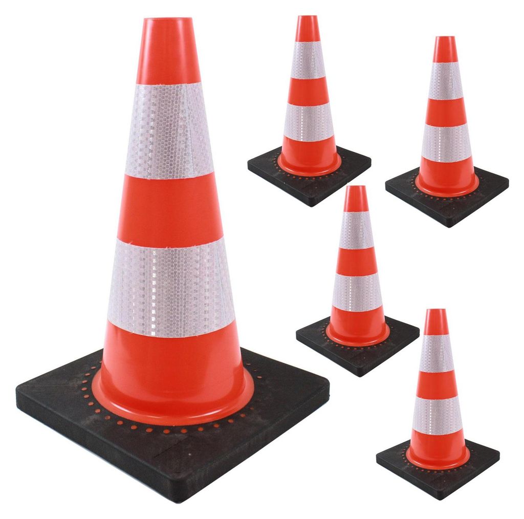 5x Verkehrskegel Pylone schwere Ausführung Leitkegel mit Reflektionsstreifen 45 cm Warnkegel