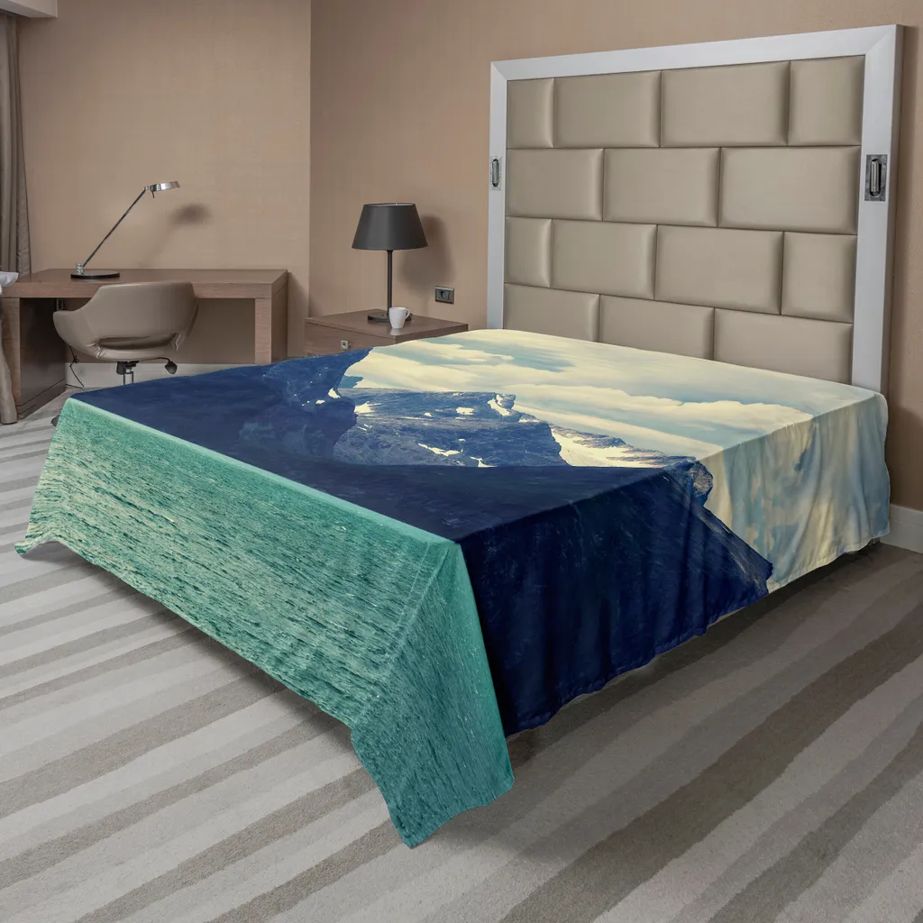 Drap de Lit Décoratif Imprimé Nature Norvégienne en Tissu Doux 275x260