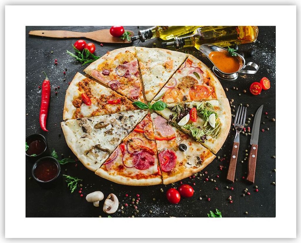Poster - Poster ohne Rahmen - Pizza Käse Tomaten - 50x40 cm Produktbild 