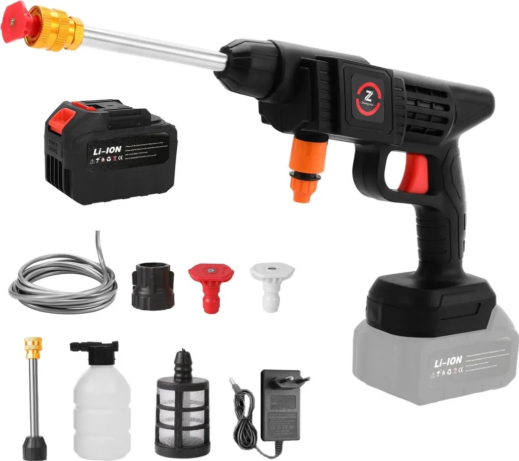 Pistola a Pressione Arancione 50 Bar - Compatibile Makita 18V per Giardino